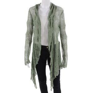 Bibelot Women Green Argyle Cardigan Long Sleeve Size XS